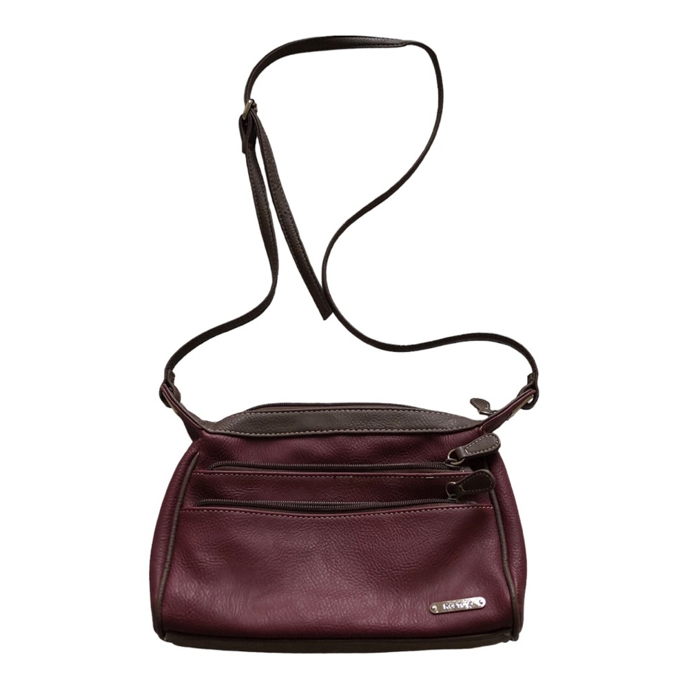 KOLTOV 4 Zipper Crossbody Purse Bag Burgundy Red Adjustable Strap